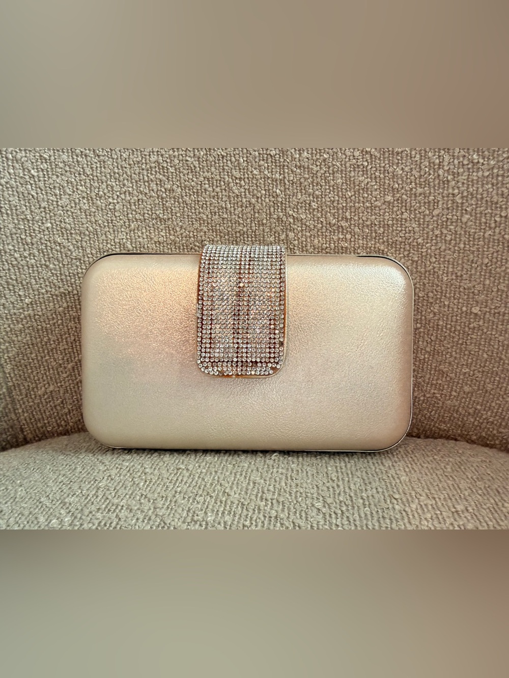 David's Bridal Champagne Gold Rhinestone Clasp Wristlet